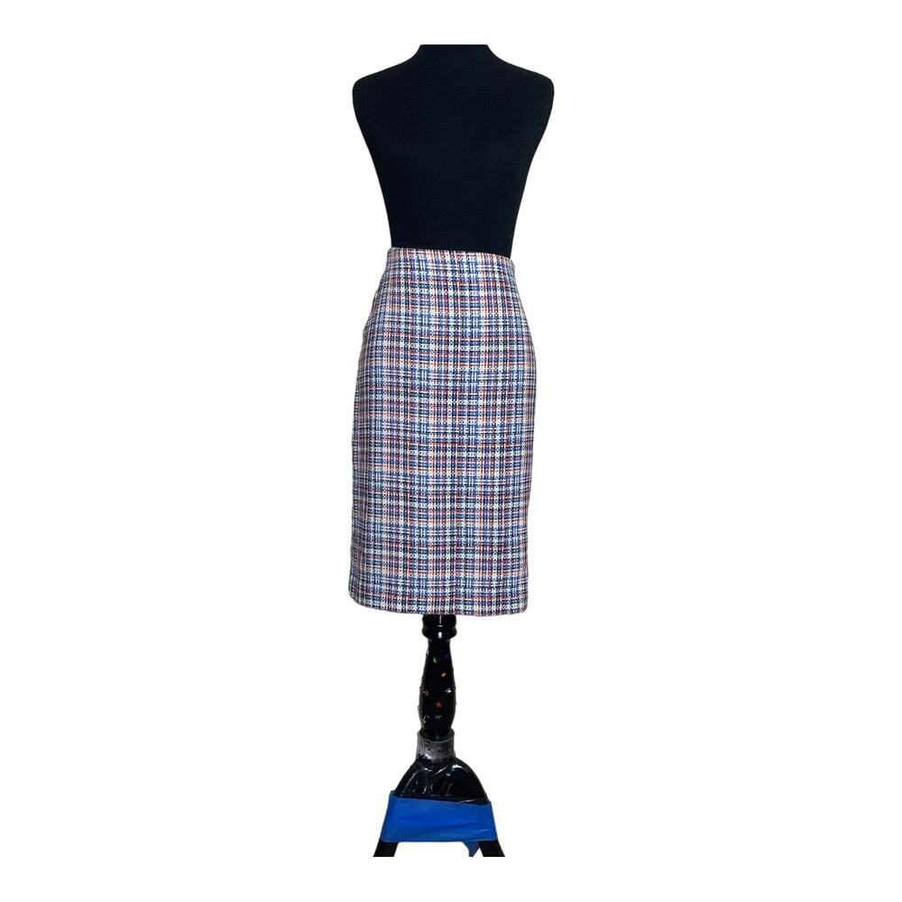 Tommy Hilfiger blue plaid lined pencil skirt size  10
